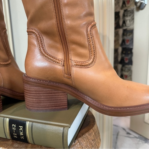 Vince Camuto Vuliann2 Wide Calf Leather Knee High Boots Tan Brown 9 WC - Picture 9 of 15